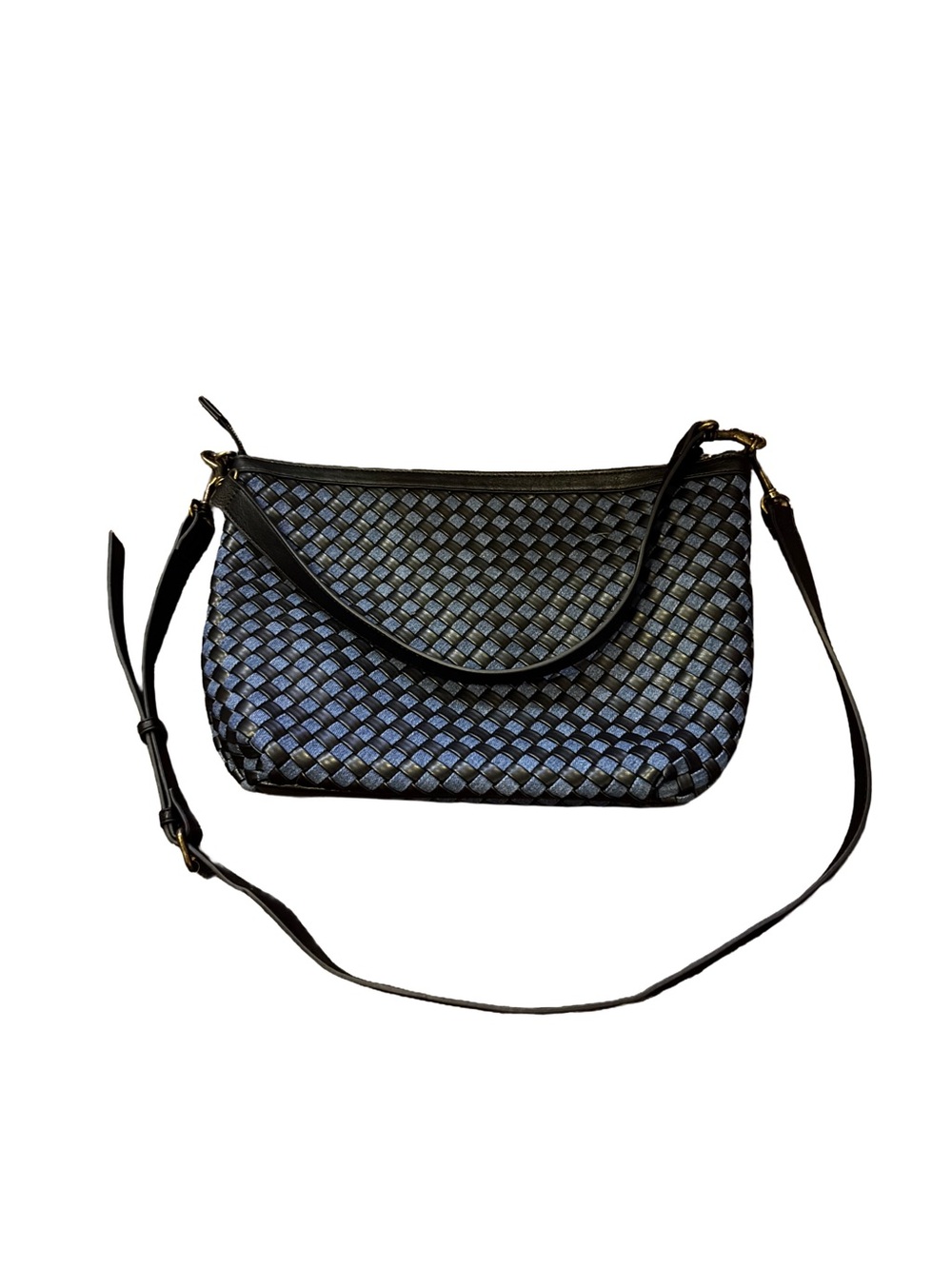 Sonoma NWOT Denim Woven Leather Crossbody Bag - Black